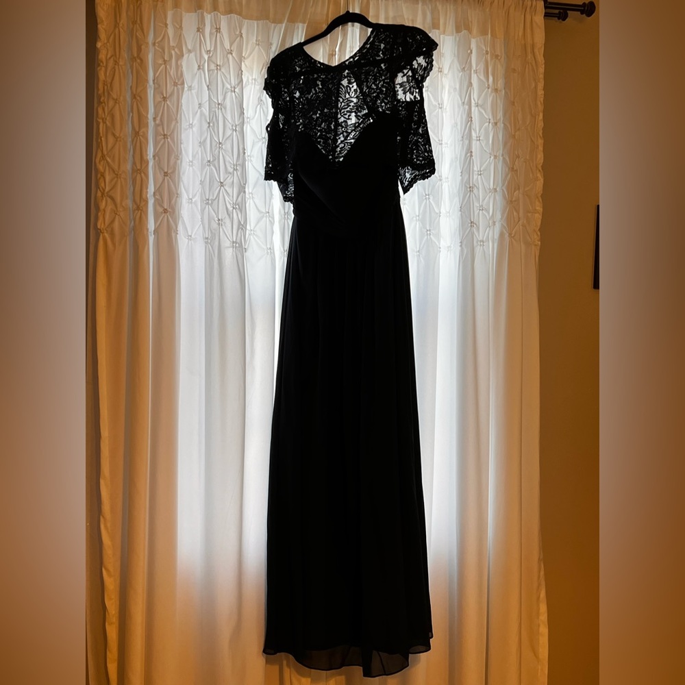 Jasmine Bridesmaid Dress- Long Sweetheart Neckline Poly Chiffon with Lace Top - Picture 4 of 11